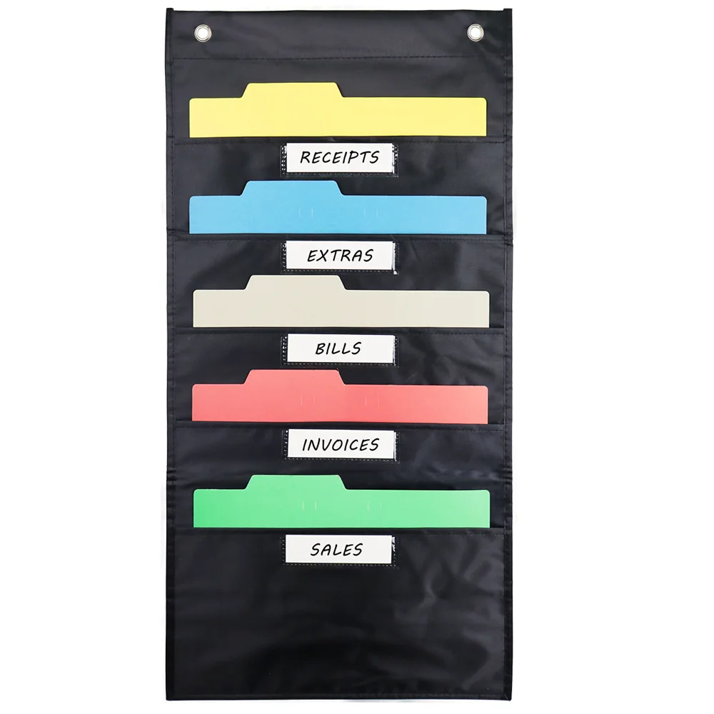 Organization Pocket Chart Wall Hanging File Organizer Folder With 5 Large Pockets Desk Folders For Documents Filing Cabinet