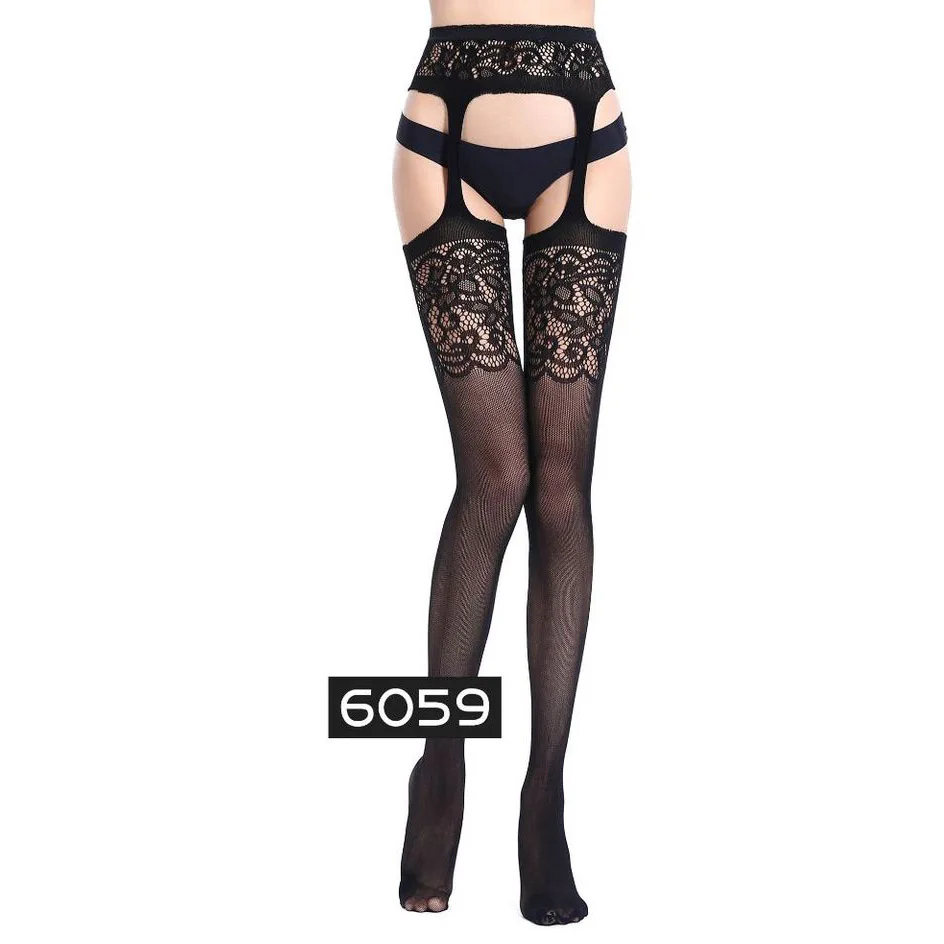 Damen sexy Hosenträger offener Schritt hohe Taille Netz garne sexy Strumpfband Netz schlauch Netz strumpfhose Netz strumpfhose tt31