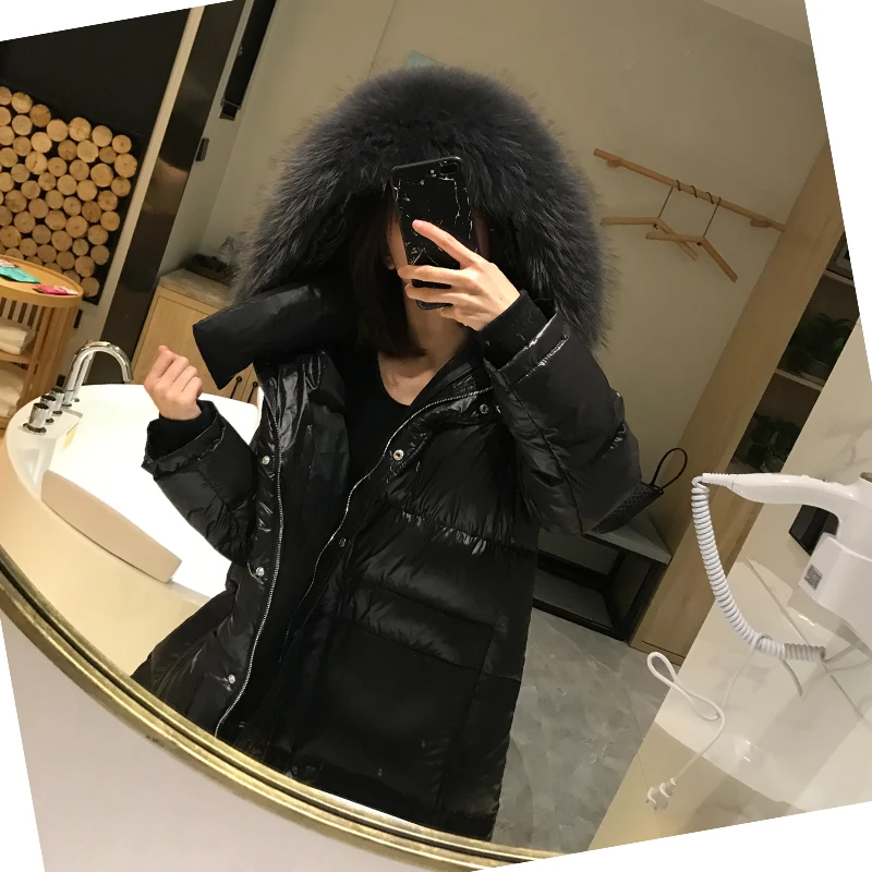 AYUNSUE Real Raccoon Fur Hooded Down Jacket Winter Coat Women Clothes 2020 Korean Long Coat Female Warm Parka Manteau Femme 9780