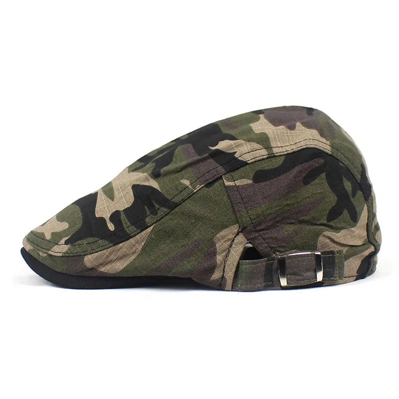 2024 Summer Camouflage Newsboy Caps Men Cotton Flat Peaked Cap Women Painter Beret Hats