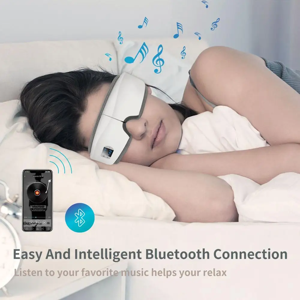 Masajeador ocular inteligente 4D con vibración, instrumento para el cuidado de los ojos, calefacción, música Bluetooth, alivia la fatiga y las ojeras