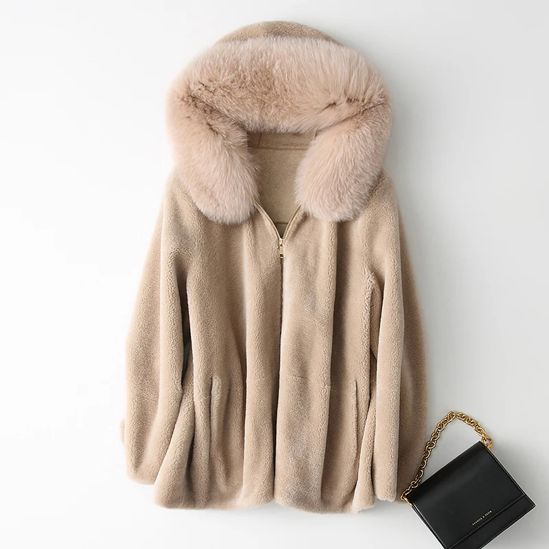 Fur Real Coat Female Winter Womens Clothing 2020 Korean Thick Short Wool Jacket with Fox Fur Hood Fashion Warm Coats 168 s