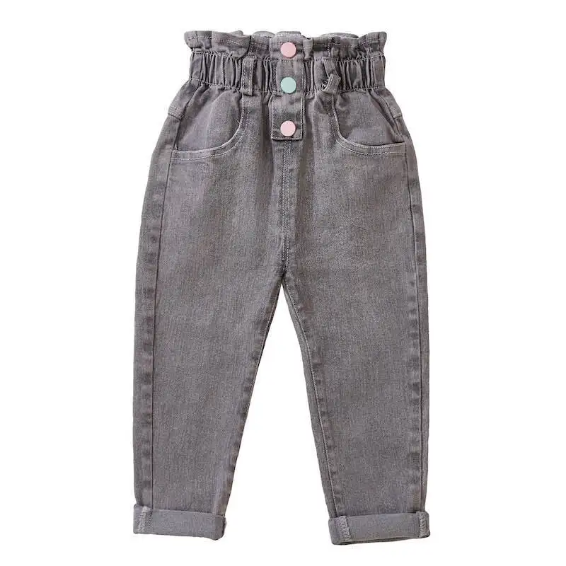 2024 Spring Autumn Girls Fashion High Waist Jeans Pant Baby Kids Children Denim Trousers