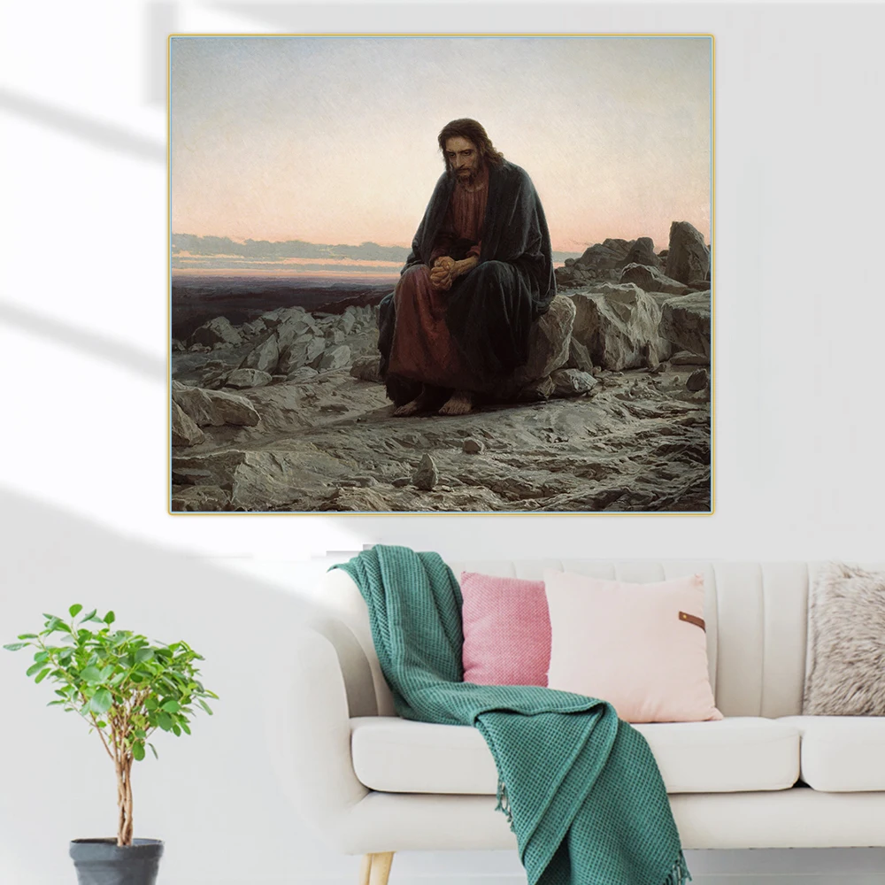 

Citon Ivan Kramskoy《Christ in the wilderness》Canvas Art Oil Painting Famous Artwork Poster Picture Wall Decor Home Decoration