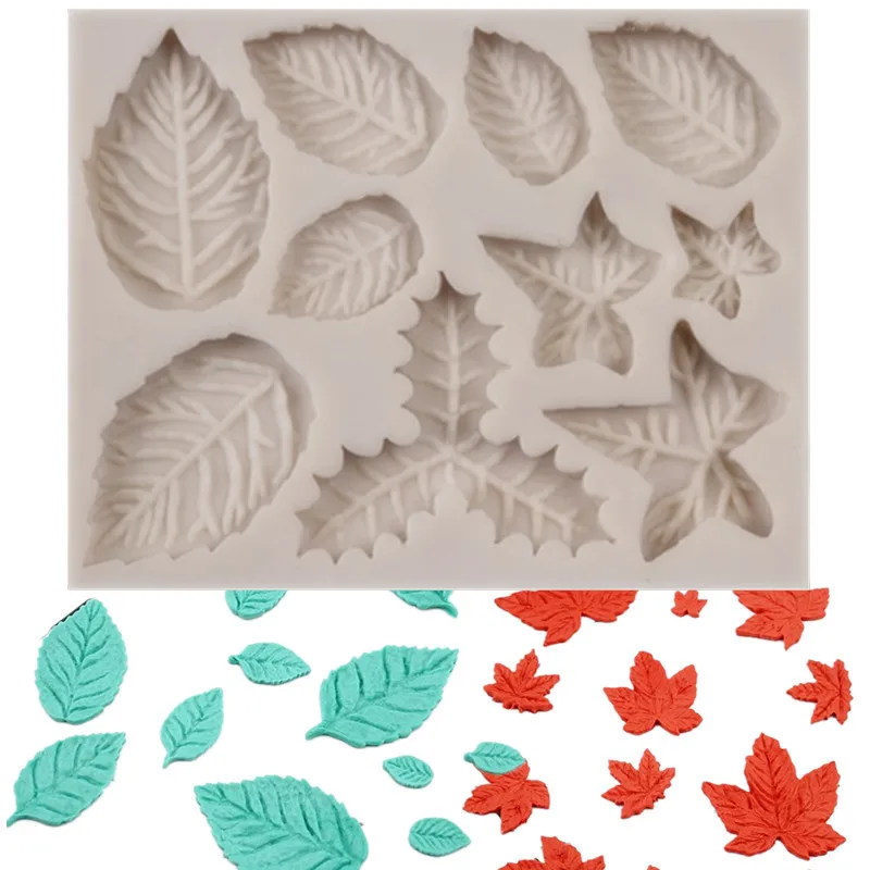 Maple & Rose Leaf Leaf Fondant Cake Silicone Mold Chocolate Candy Mold Cookies Pastry Biscuits Mould DIY Cake Decoration M2769