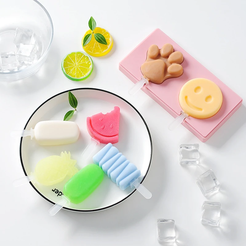 Food Grade Silicone Ice Cream Molds Ice Lolly Moulds Freezer Bar Molds Maker With Popsicle Sticks