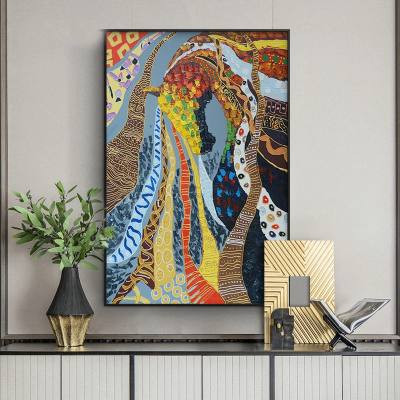 Abstract Colourful Horse Leap Wall Art Canvas Painting Nordic Poster Modern Wall Pictiure For Office Livingroom Home Decor