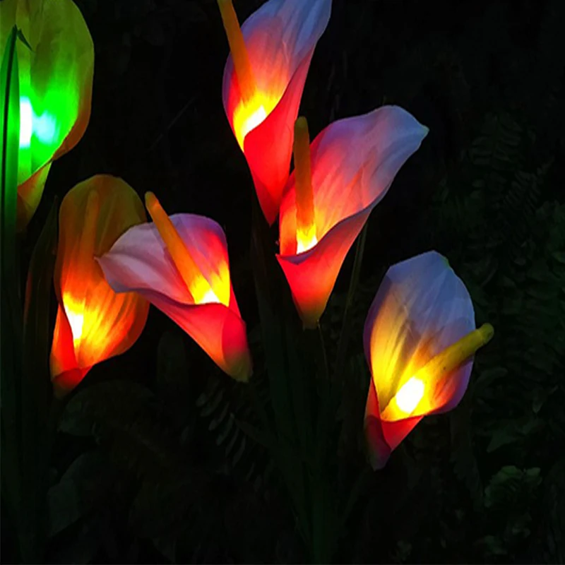 Solar Verlichting Outdoor Waterdichte Solar Lamp Calla Lelie Licht Outdoor Villa Tuin Licht 4 Calla Lelie Kleurrijke Verlichting Glow In dark