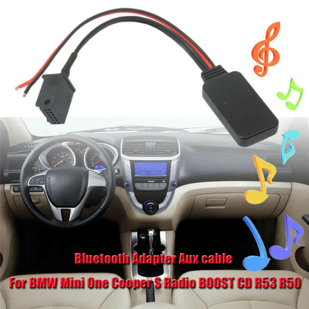 Car 12-Pin Bluetooth Connector Cable AUX Module 12V For BMW Mini ONE D Cooper S R50 R53 JC Works Bluetooth Adapter