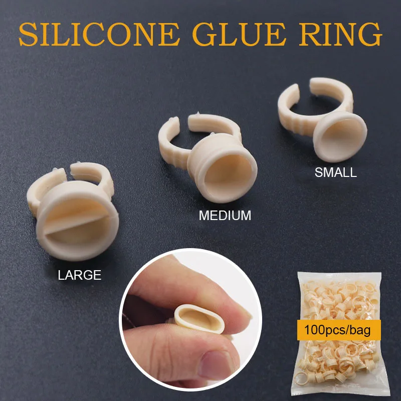 100Pcs Silicone Glue Ring Eyelash Extension Glue Holder Eyebrow Tattoo Microblading Pigment Glue Divider Tattoo Ink Palette