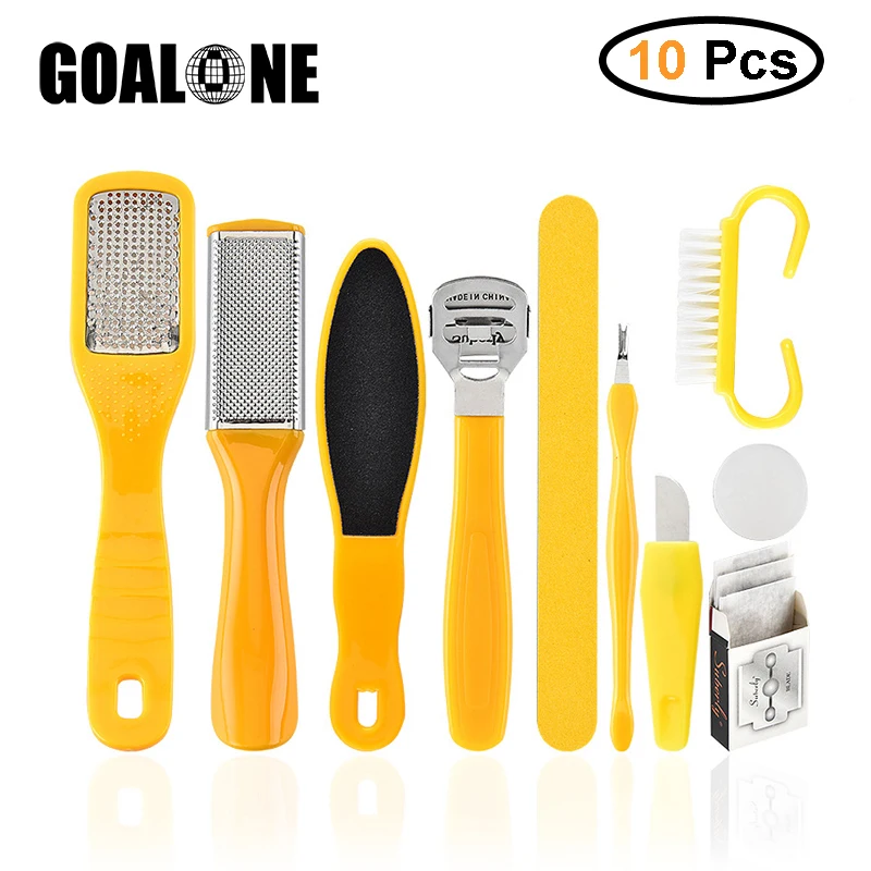 GOALONE-Depurador de pies 10 en 1, Kit de herramientas profesionales de pedicura, Lima de pies, removedor de Callu, LIMPIADOR EXFOLIANTE de pies