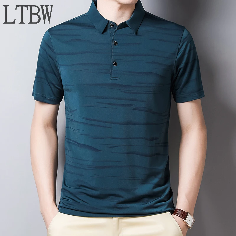 LTBW   3 Colour  NEW Fashion Polo Shirt Men Cotton Lapel Collar T-shirt Formal Office Casual Business Short Sleeve T-shirt