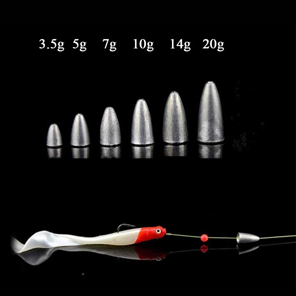 10pcs Fishing Weight Sinkers 3.5g 5g 7g 10g 14g 20g Bullet Sinker Fishing Tackle Accessories