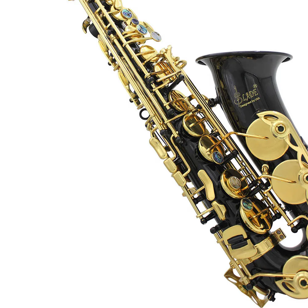 Alto Saxophone Eb E Flat Brass Lacquered Gold Black Sax With Case Gloves Cleaning Cloth Woodwind Musical Instrument Accessories