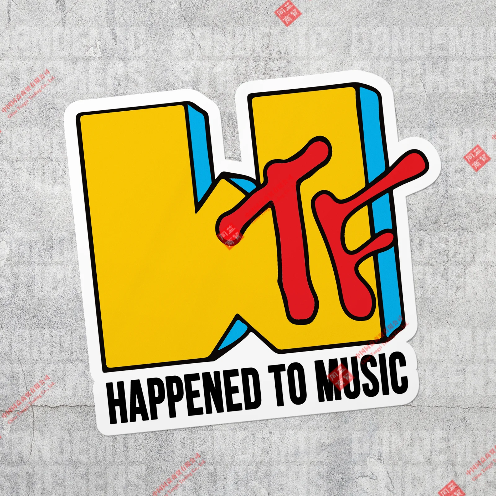 Kişilik WTF MTV Müzik çıkartma Kalıp Kesim Tam Renkli Dizüstü Araba Pencere Komik Yarış Motosiklet Kask Çıkartmalar