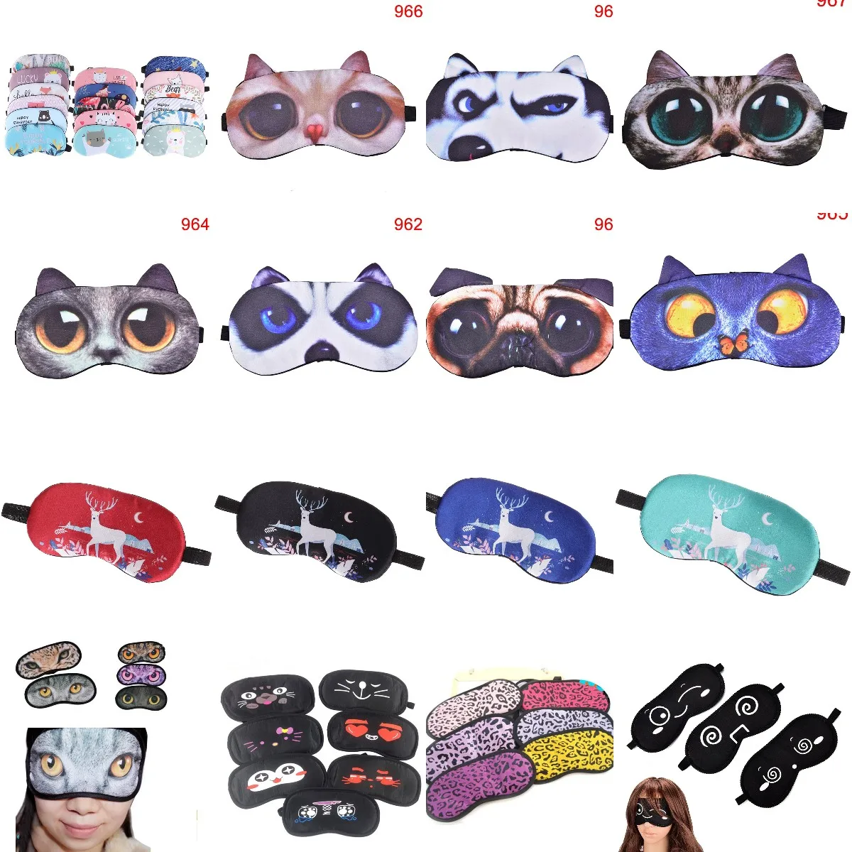 Cute Cartoon Sleep Rest Eye Mask Padded Shade Cover For Eye Travel Relax Sleeping Aid Eye Patch Shading Cotton And LinenEye Mask