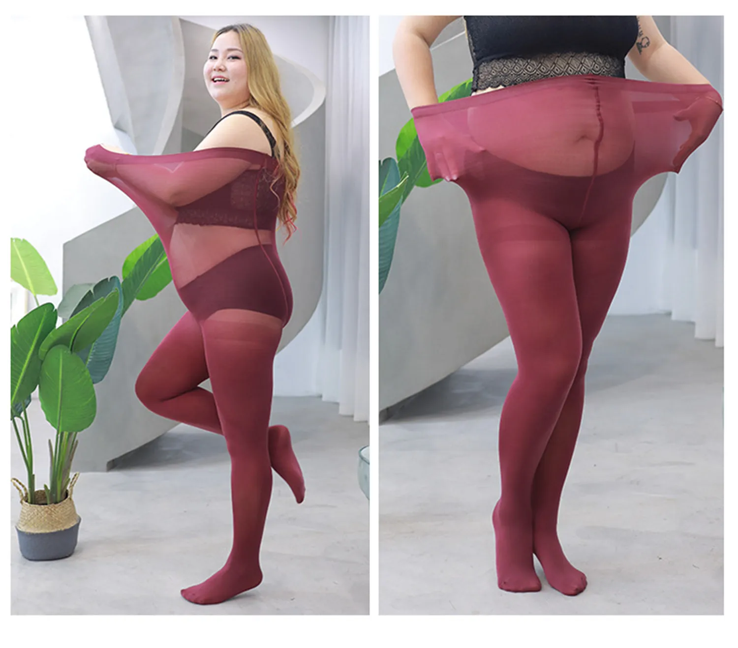 Sexy Colored Tights Pantyhose Upto 140kgs Size Plus Panythose Chubby Woman Adorable 3XL-5XL Silky Streches Soft Fabric