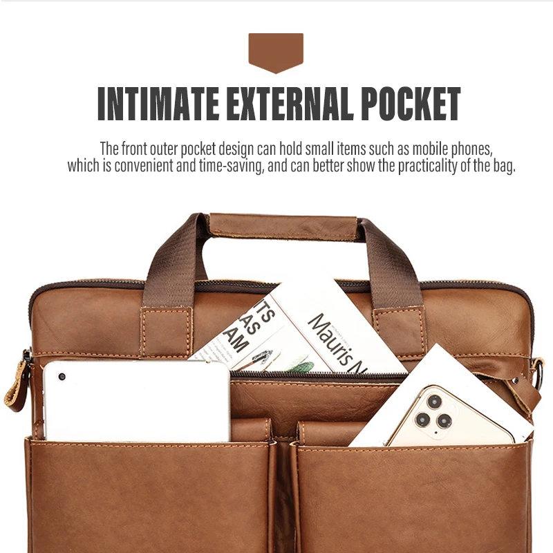 Imagem -05 - Bolsa para Computador Portátil Bolsa de 15.6 Polegada Couro Bolsa de Viagem de Negócios Bolsa de Ombro Único dos Homens Maleta para Lenovo ar Pro
