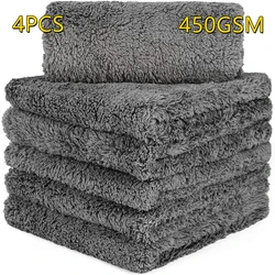 Microfiber Car Wash Secagem Toalha, Limpeza, Corte, Cuidado, Absorvente, Dupla Face, 4Pcs