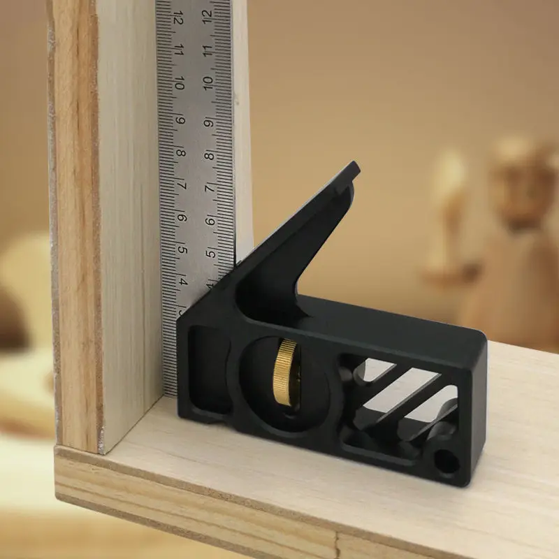 Adjustable Square Angle Ruler 45/90 Degree Positioning Limiter Marking Ruler Line Scriber Stainless Steel Ruler Woodworking Tool