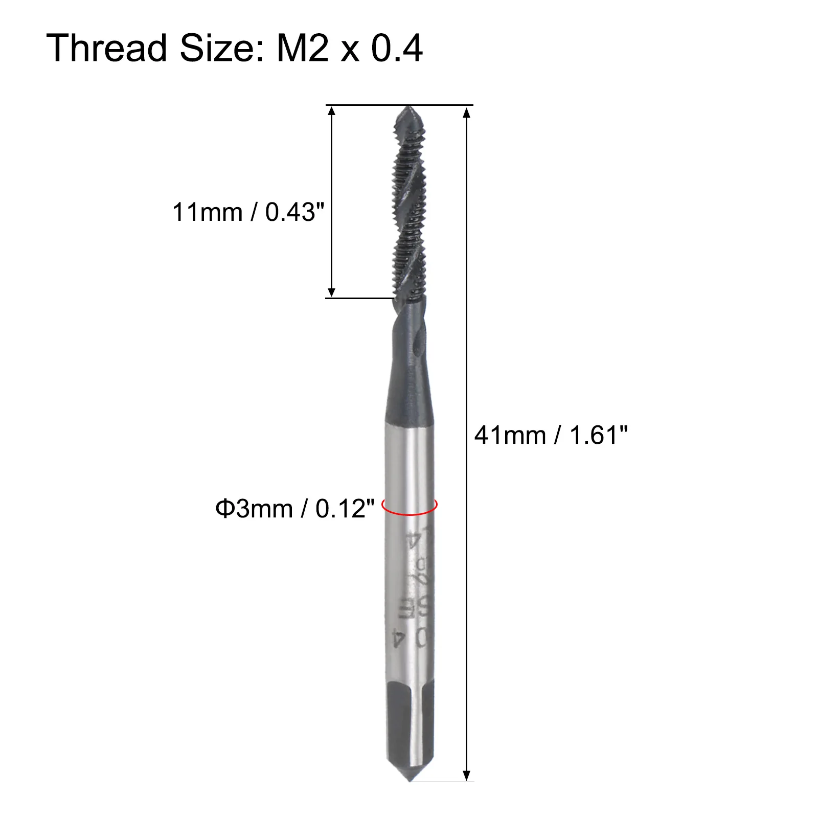 Uxcell M6 x 1.0 Spiral Flute Tap Metric Machine Thread Tap HSS Nitriding Coated