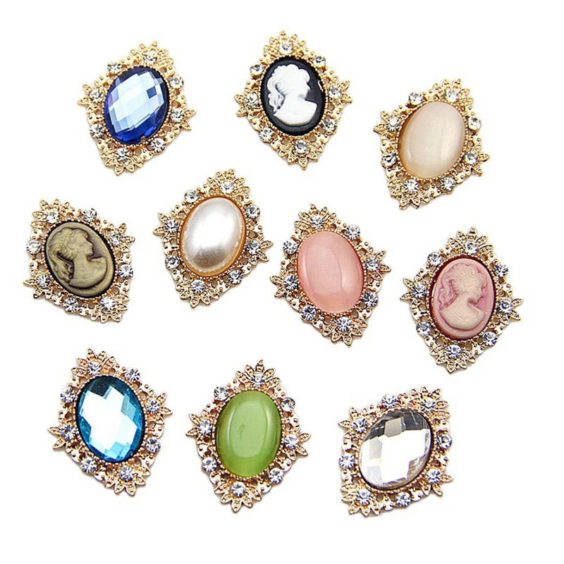 10 sztuk 26*34mm guzik ze strasem do rzemiosła szycia Diy ręcznie robione ubrania dekoracyjne zdobienie akcesoria do dekoracji wnętrz