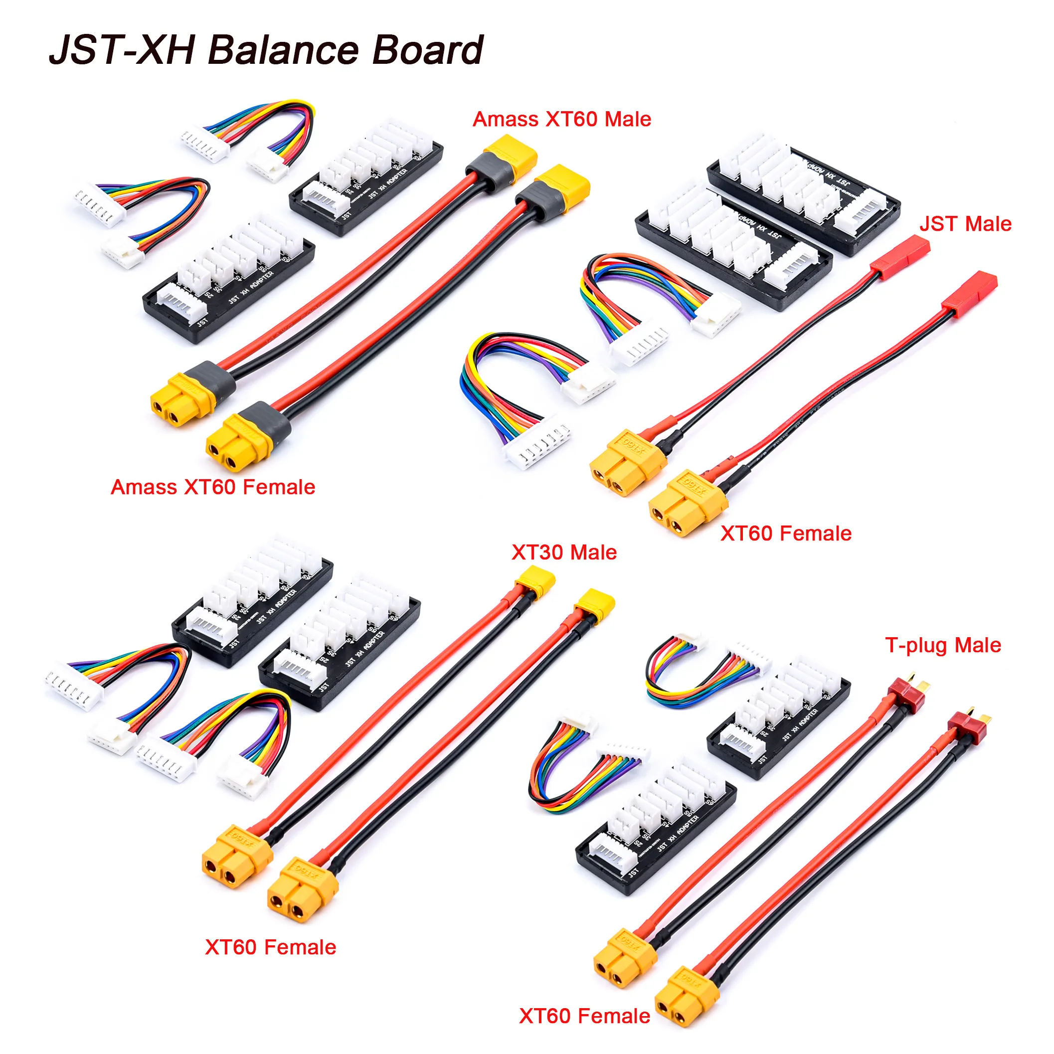 XT60/XT30/JST/T Plug Charging Cable + JST-XH Balance Board for ISDT D2 P10 P20 Hota D6 P6 ToolkitRC M6D Balance Charger - 2PCS