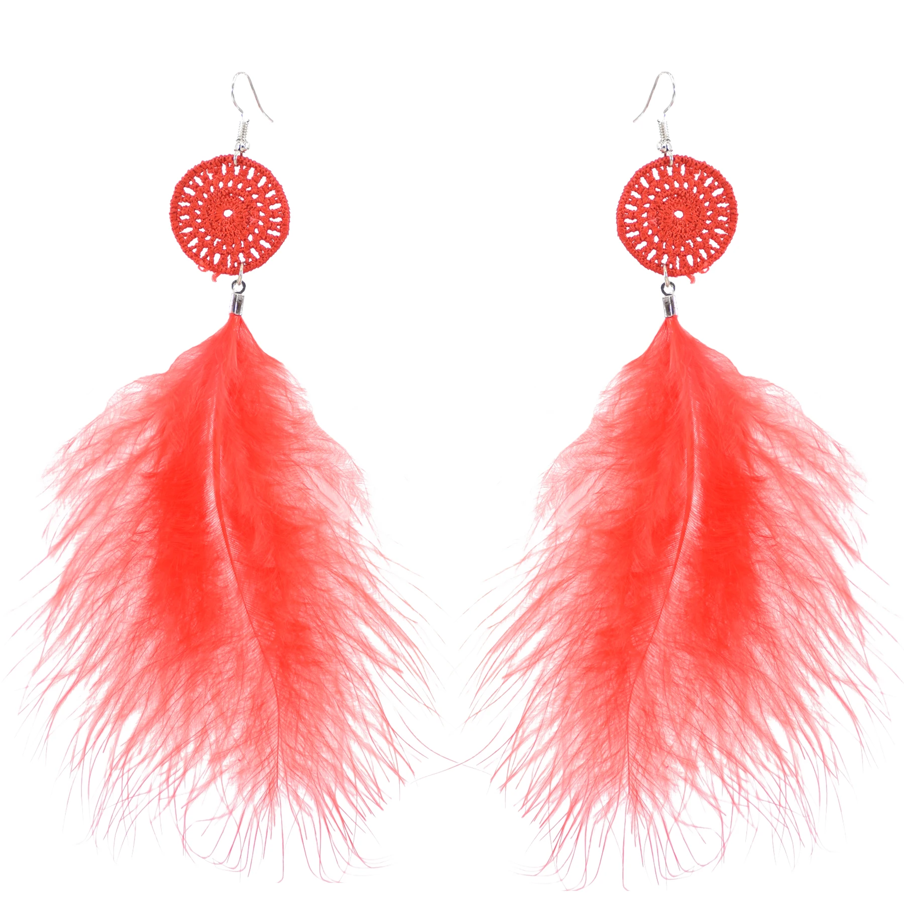 8 Colors Bohemian Feather Drop Earrings for Women White Red Purple Pink Feather Earrings Winter Holiday Party Jewelry Gift