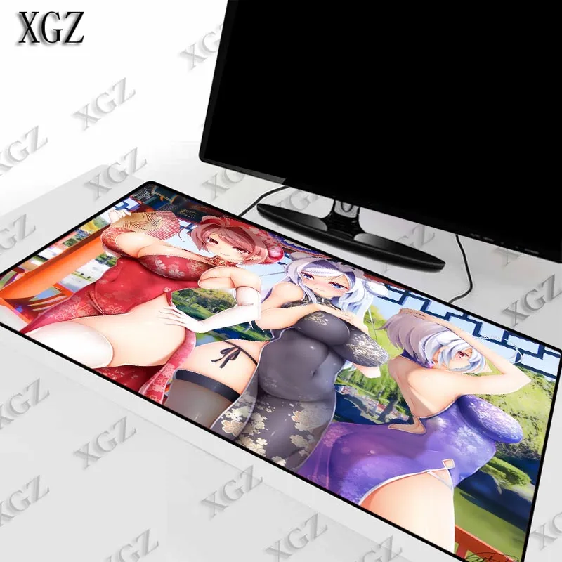 

XGZ Sexy Girl Big Breast Anime Gaming Mouse Pad Computer Gamer pad Large Game Lock Edge Mat Table for PC Laptop