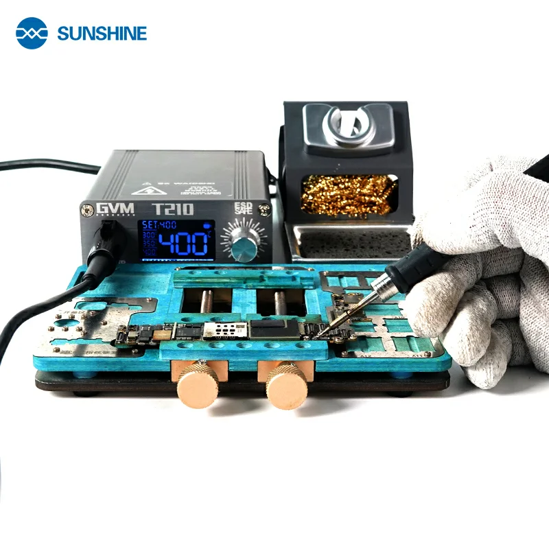 

SUNSHINE Mobile Phone Repair Constant Temperature GVM T210 Solder Station With Universal C210 Series Soldering Tips Welding Tool