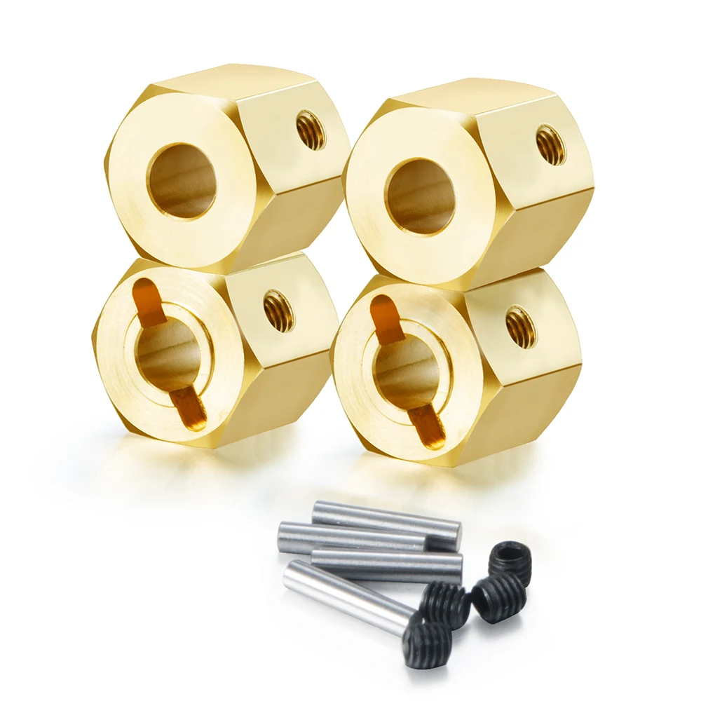 YEAHRUN 4pcs Heavy Brass 12mm Wheel Hub Hex Extended Adapter 8/10mm for Redcat GEN8 1/10 RC Crawler Car Upgrade Part Accessories