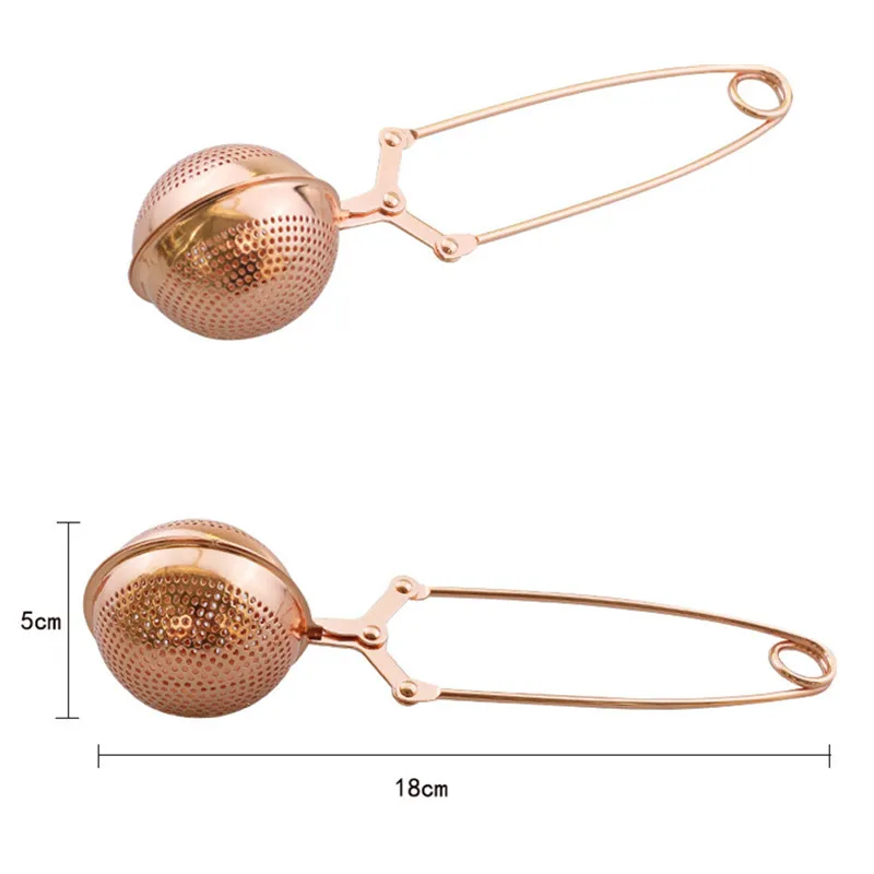 Tea Infuser Coffee Sphere Herb Handle Mesh Stainless Steel Ball Shape Practical Rose Gold Home Spice Filter Strainer Diffuser