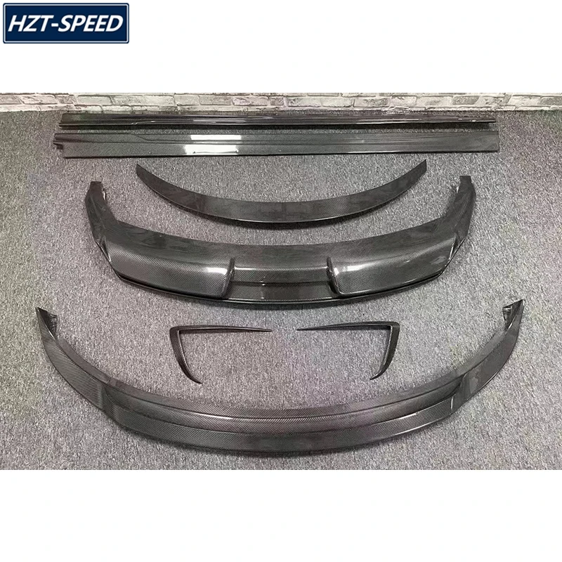 A Style Carbon Fiber Front Bumper Lip Rear Diffuser Side Skirts With Spoiler For Tesla Model 3 Tuning 2016-2020