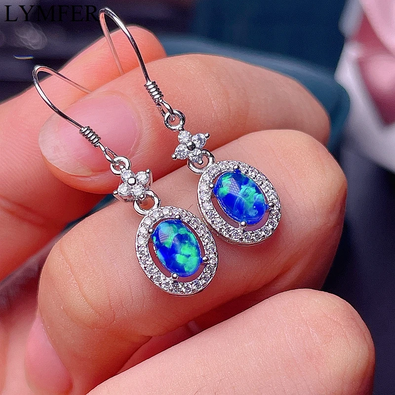 New women's Opal Earrings Blue Opal 925 Sterling Silver exquisite and beautiful special price