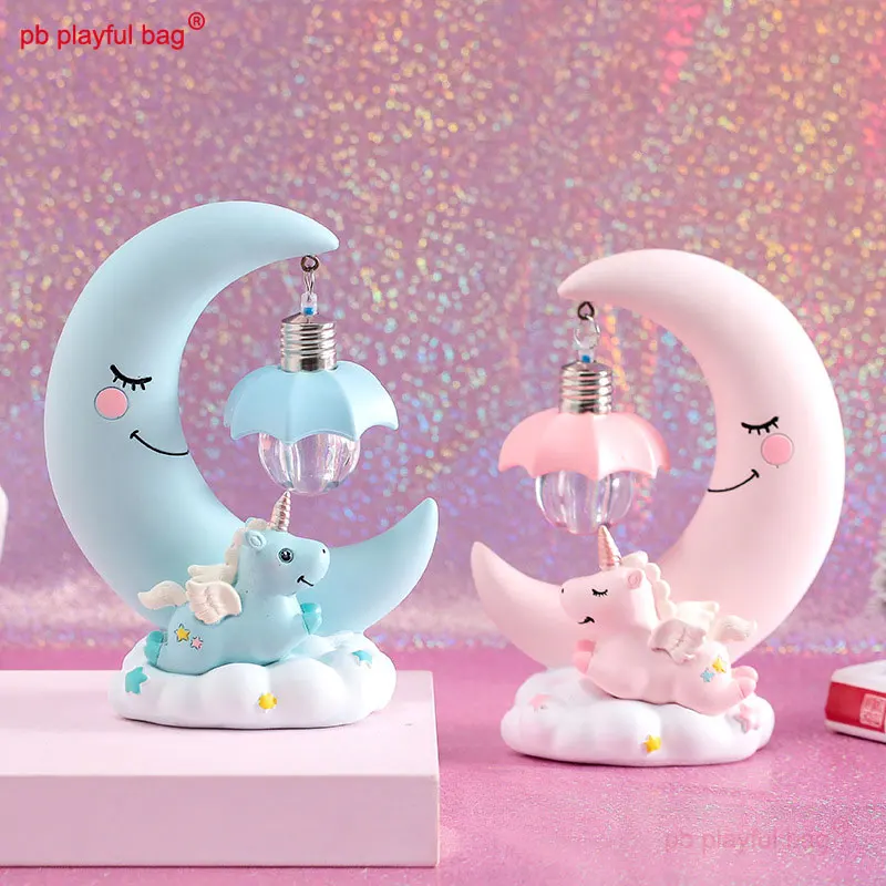 

PB Playful Bag Girl angel Unicorn moon night lamp Creative christmas gifts home decoration resin ornaments Children's Toys ZG37