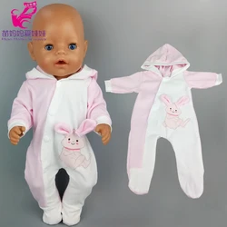 Doll clothes 43 cm baby new born doll hooded rompers for 18 inch Americanog girl doll casual wear