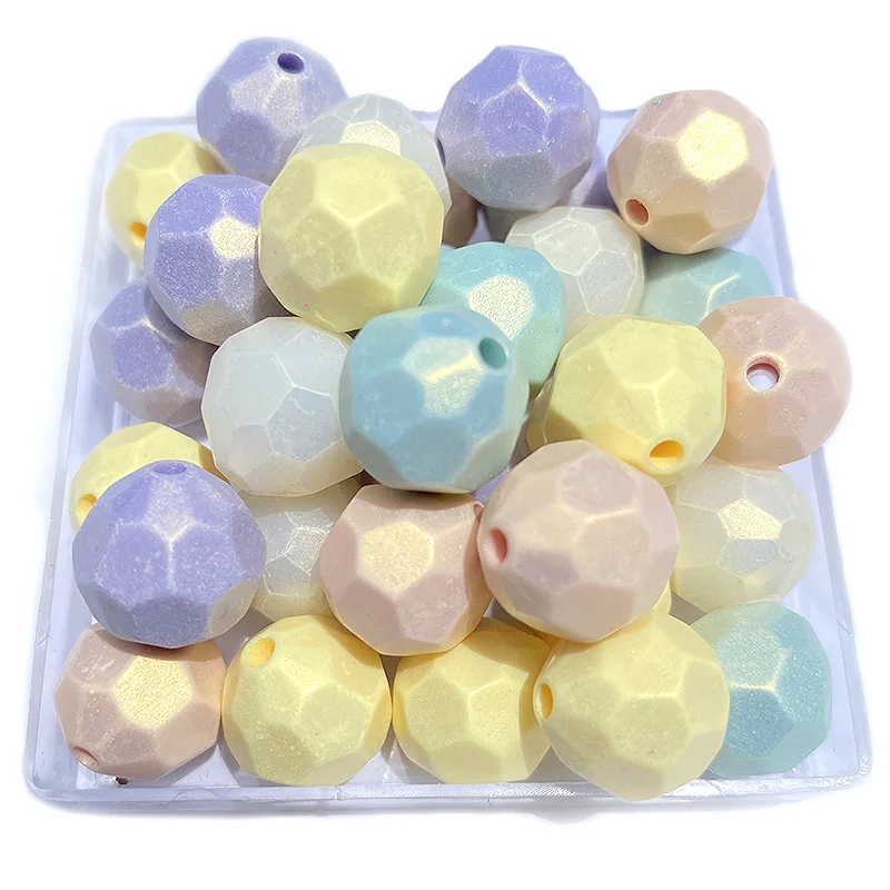 Acrylic Pearlescent Solid Color Symphony Rhombus Pointed Beads Macarons Dispersive Beads Jewelry Ornaments 13*14mm 410pcs