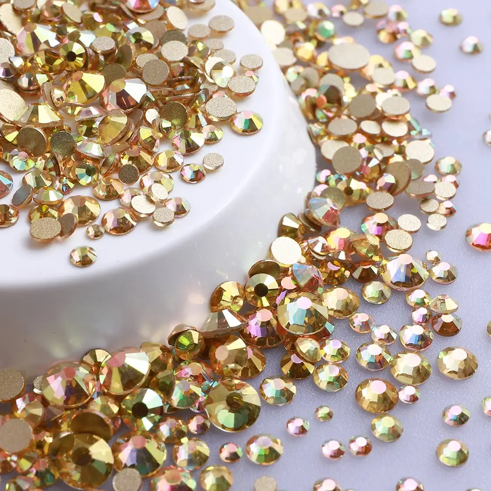 Mix Size Glitter Blue Moonlight Crystal Glass Rhinestone Flatback Non Hotfix Rhinestones For Face Diy Craft Nails Art Decoration