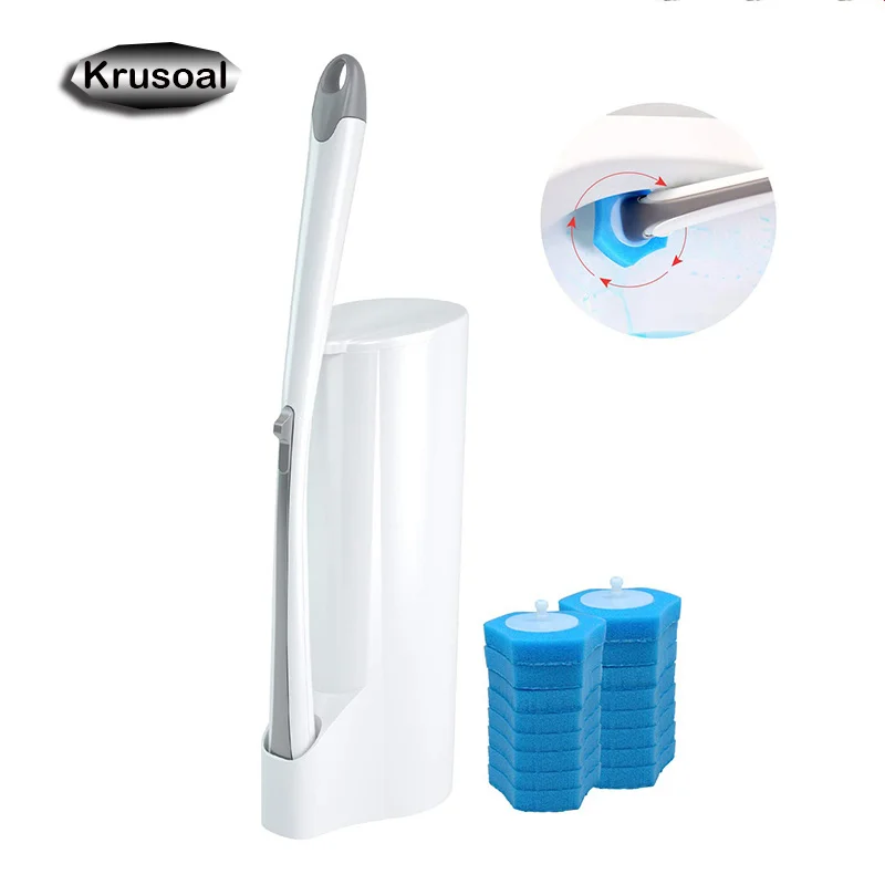 Toilet Cleaning Brush Set Replaceable Brush Head Bathroom Toilet Bowl Cleaner Tool Deep Cleaning Wand Long Handle Soft Tool