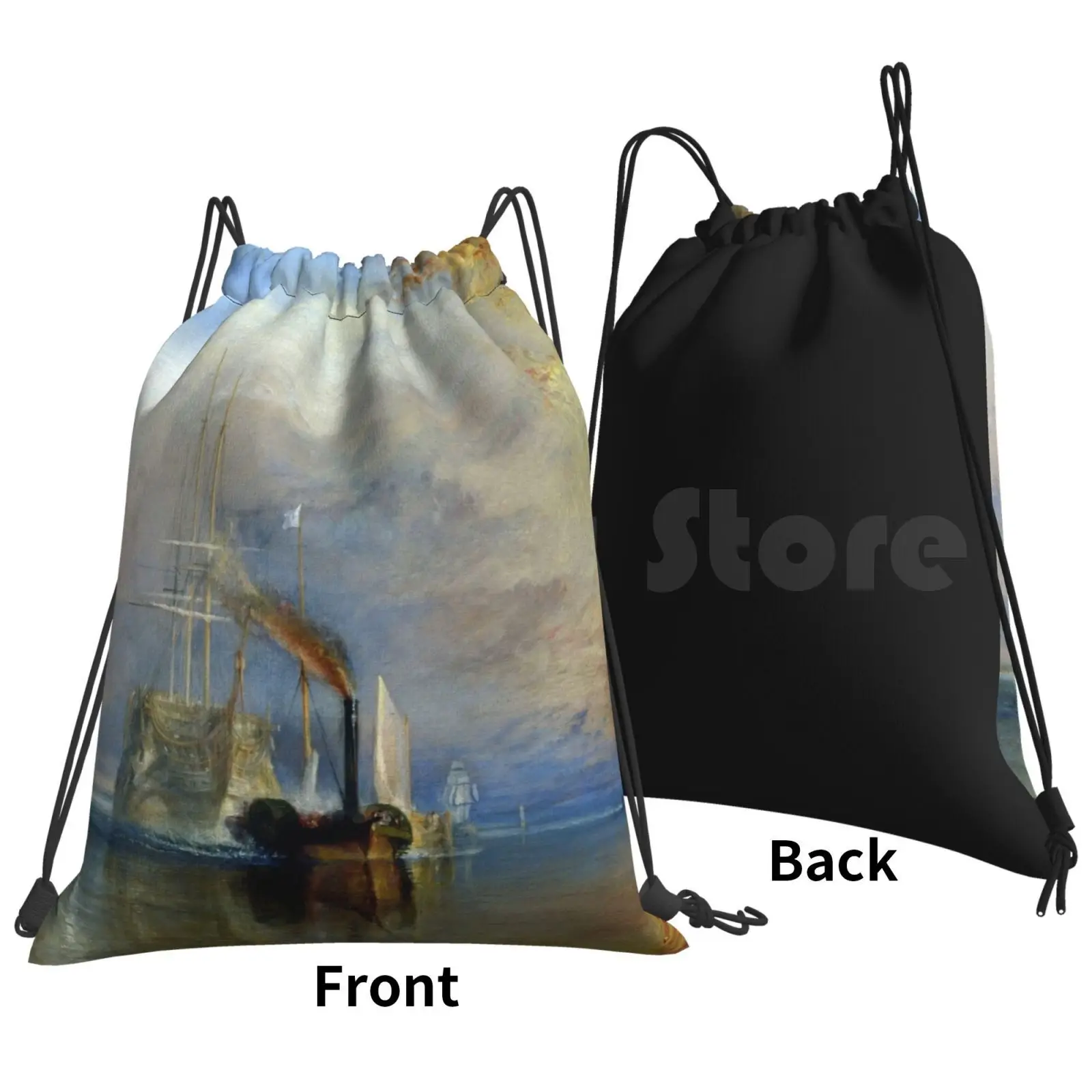 Joseph Mallord William Turner The Fighting Temeraire Backpack Drawstring Bags Gym Bag Waterproof Hms Temeraire Vintage