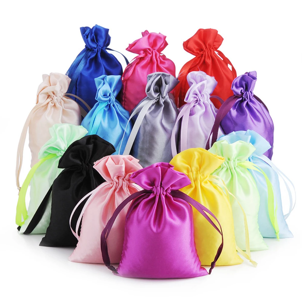 Custom Logo Print for White Packaging Bags Jewelry Drawstring Pouches Velvet Jewellery Display Sack Wedding Party Favor Bags