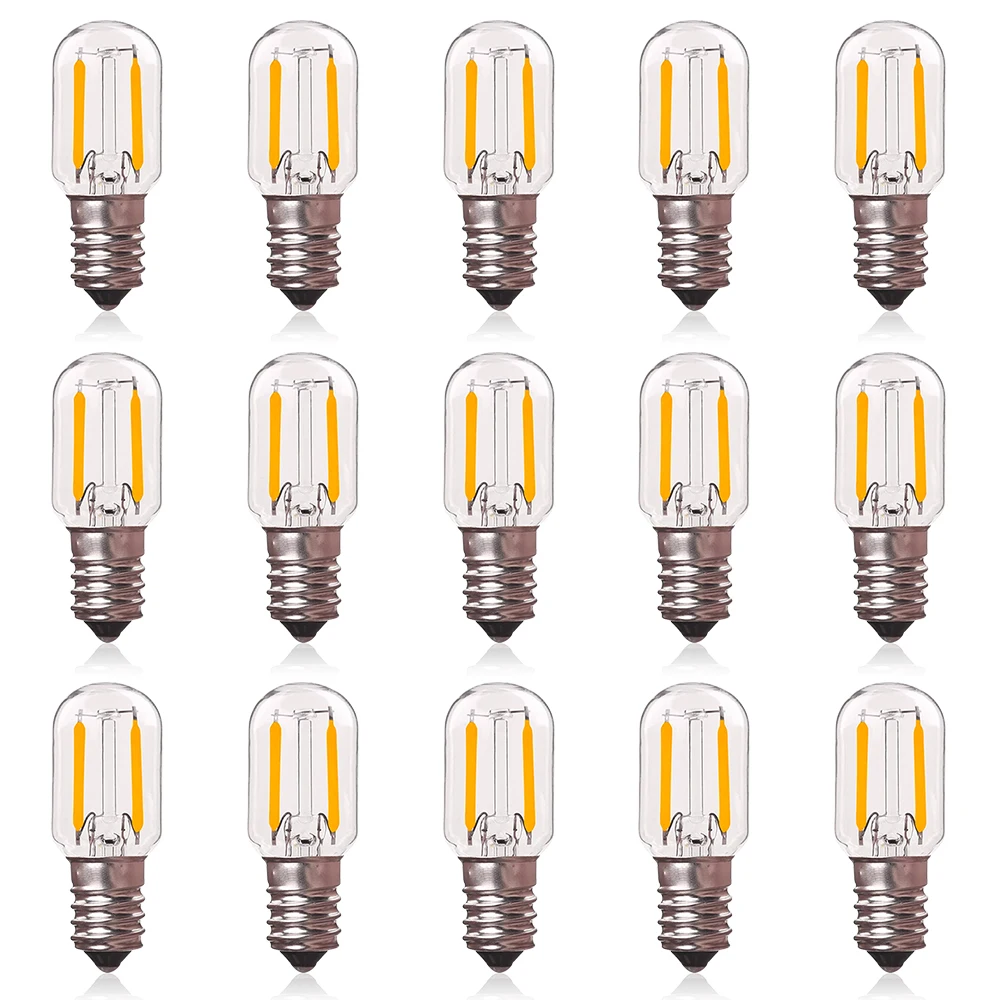 T20 1W Dimmbare Edison LED-Glühbirnen E12 E14 Röhrenförmige LED-Filamentbirne Klarglas 2700K 4500K 6000K Kühlschrank-Hängelampen Mini-Leuchten
