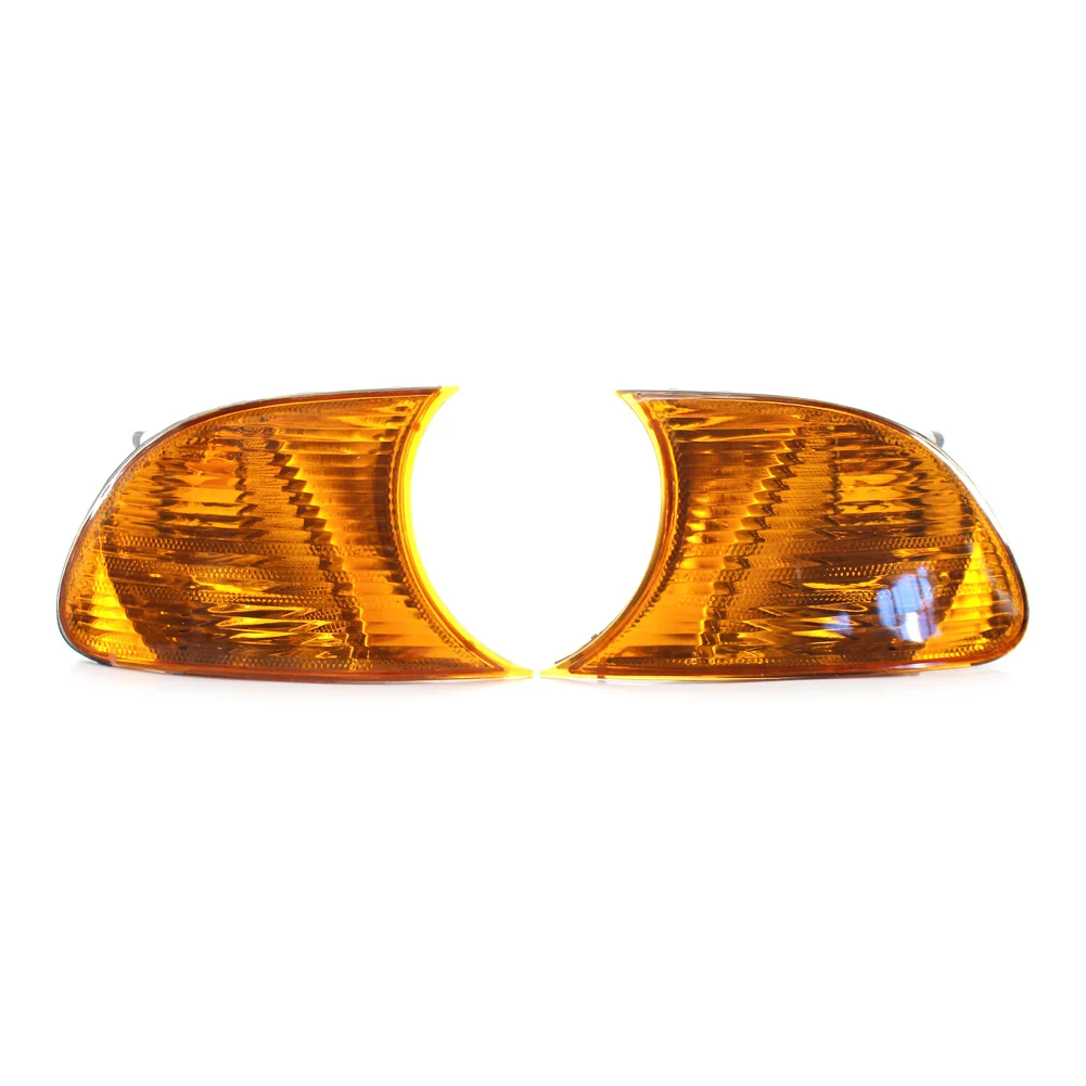 1Pair Car Front Turn Signal Light Housing w/ Amber Lens Left + Right For BMW E46 3 Series 2DR 2000 2001 323Ci 325Ci 328Ci 330Ci