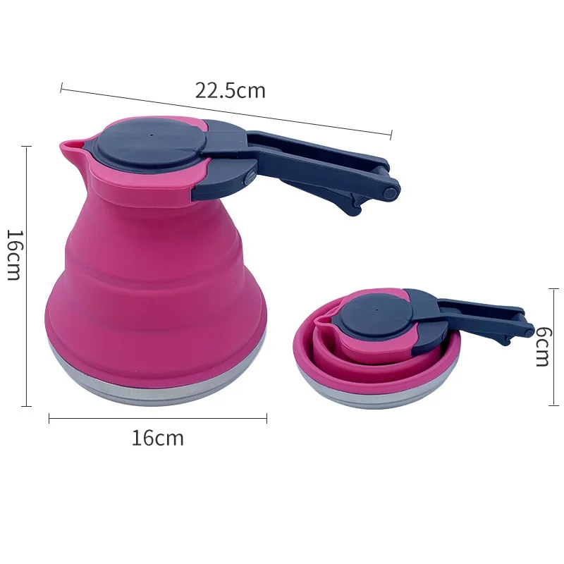 1.5L Easy Carry Folding Silicone Kettle Water Pot Camping Travel Kitchen Tools Tea Coffee Kettle ( Random Colors）