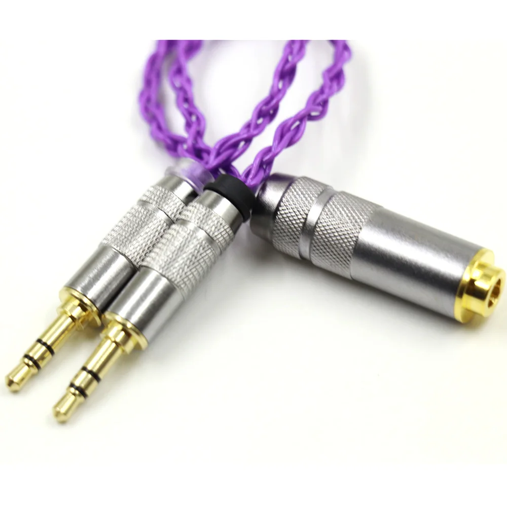 TOP-HiFi 10cm Single Crystal Copper Silver Plated 2x3.5mm Male to 4.4mm Balanced Female Adapter Cable for chord mojo Player