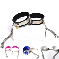 Stainless Steel Silicone Liner Thigh Ring Chain Chastity Belt Leg Cuffs With Lock Bdsm Bondage Restraints Adult Games Sex Toys