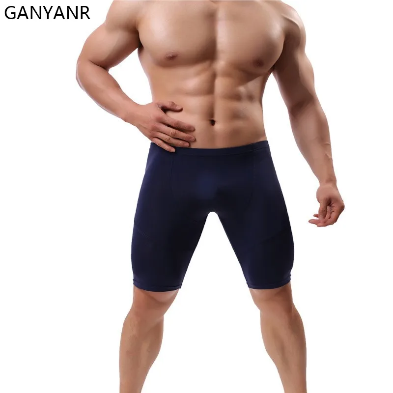 GANYANR Men Running Tights Compression shorts Leggings Gym Sportswear Fitness Sexy Basketball Sport Yoga quick dry workout pouch