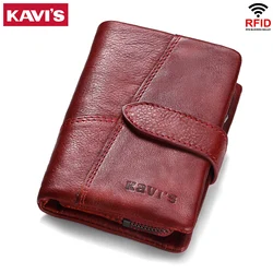 KAVIS – portefeuille en cuir véritable pour femmes, avec poche pour pièces de monnaie, petit porte-monnaie Rfid carte de crédit, Perse pour filles, sac d'argent