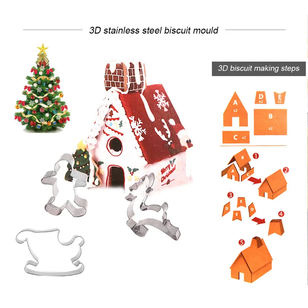 9 Piece Stainless Steel Biscuit Mold Set Kitchen DIY Baking Tools Christmas Silicone For Candles Pan Pastry Bakeware Chocolate