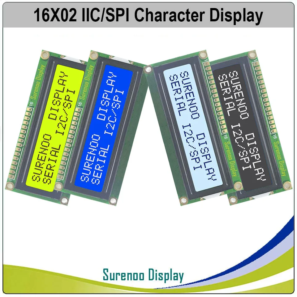 

Serial SPI I2C 1602 162 16*2 Character LCD Module Display Screen LCM with LED Backlight Build-in AIP31068 Controller